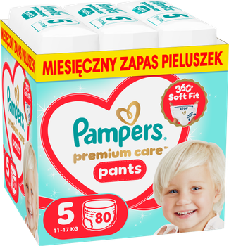 Підгузки-трусики Pampers Premium Care Pants Розмір 5 (11-17 кг) 80 шт (8006530320153)