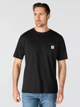Футболка бавовняна довга чоловіча Carhartt 107319 N04 L Чорна (800070358364)