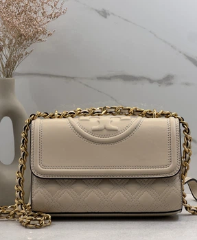Женская сумка TORY BURCH Fleming через плечо кремовая