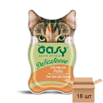 Влажный корм для кошек OASY CAT Adult паштет деликатес с курицей - 18 шт 3017342207-18sht