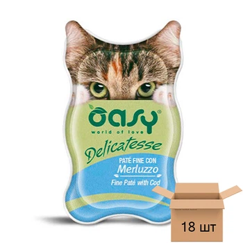 Вологий корм для кішок OASY CAT Adult паштет делікатес з тріскою - 18 шт 3017342306-18sht