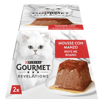 Вологий корм для котів Gourmet Revelations Мус з яловичиною та соусом повнорационный 2 шт х 57 г 12619499
