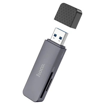 Кардридер HOCO HB45 Spirit 2-in-1 USB 3.0 card reader Metal Gray