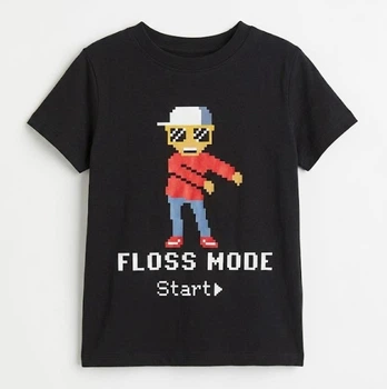 Футболка для мальчика H&M черная принт Floss Mode Start 104