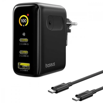 Зарядное Устройство Baseus PicoGo AE21 100W (2Type-C + USB) + Кабель Type-C to Type-C 100W (1.5m) black (E0121B00)