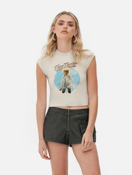 Топ Primark сіро-бежевий з принтом FJYJK993 S