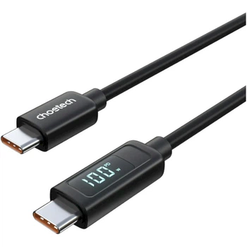 Кабель для передачи данных Choetech USB-C 2.0 M-M 480 Mbps PD 100W LED-дисплей 1.8м Black (XCC-1063)
