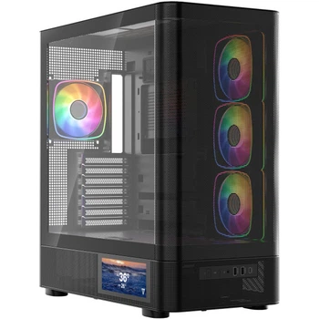 Корпус Modecom VOLCANO AQ400 ARGB MIDI Tower із LCD дисплеєм 6.2” 4x120mm без БЖ Black (MC-A-AQ400-4FA-B)