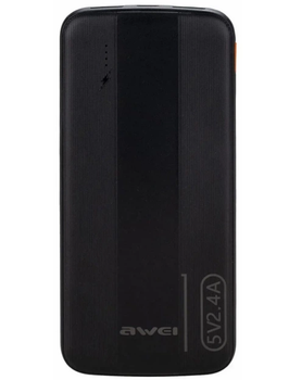 УМБ портативне зарядне Power Bank AWEI P20K 10000mah 2.4A, чорне