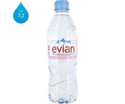 Упаковка негазированной минеральной воды Evian, 24 шт. х 0,5 л, ПЭТ