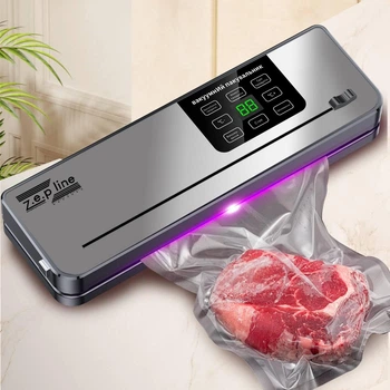 Вакуумний пакувальник для харчових продуктів 200Вт Zepline ZP-00356 з сенсорним LED дисплеєм та різаком + 20 пакетів та додатковий рулон
