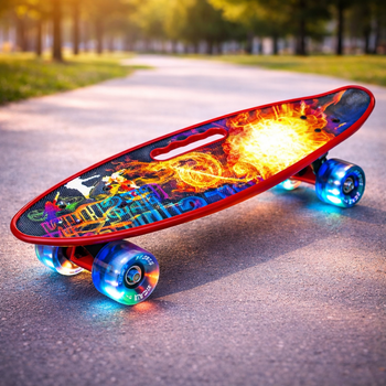 Пенни борд с ручкой Scale Sports Geshen светящиеся колеса