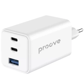 Сетевое зарядное устройство Proove Pocket GaN 65W 1*USB QC4.0+ 2*Type-C PD3.0 White