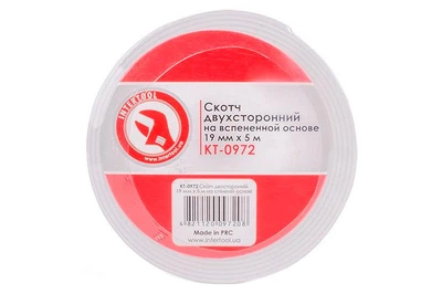 Скотч двухсторонний универсальный Intertool 19 мм х 5 м вспененная
