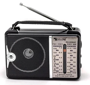 Портативное радио Golon RX A606AC AM, FM, питание от сети 220V и аккумулятор до 6 часов работы, черное