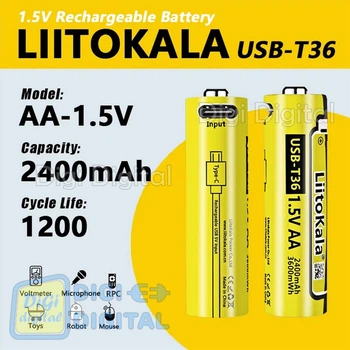Аккумулятор AA LiitoKala USB-T36 1.5V 2400mAh ОРИГИНАЛ