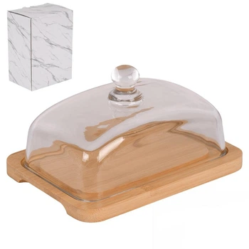 Масленка бамбук со стеклянной крышкой (R34369)