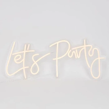 Светодиодная (LED) неоновая вывеска "Let's Party", от USB, оранжевая, 56*24 см (9318-008)