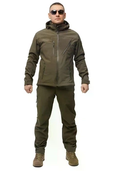 Костюм Soft shell водонепроницаемый, утепленный на флисе 48 (ML - 44 олива)