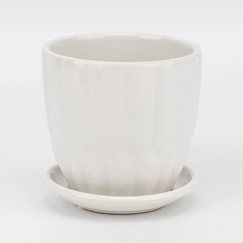 Керамические кашпо 4 шт "Капсула", белое, 12 см, 1 л (2029-003/white)