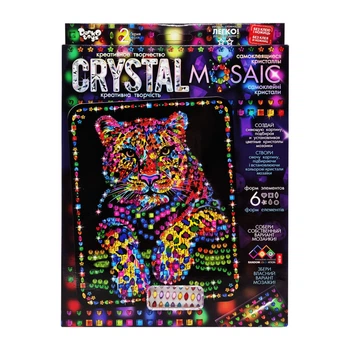 Алмазная мозаика "Crystal mosaic Леопард" шесть видов кристалов, набор для детского творчества