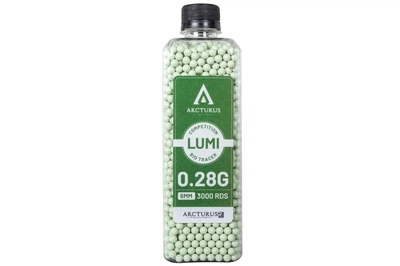 Страйкбольні кулі Arcturus RS LUMI BIO TRACER Match Grade 0.28g BBs 3000 pieces bottle Green