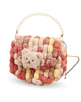 Набор для творчества для девочки от 6 лет BrushMe Pom Pom Bag «Коричневый медвежонок» круглый