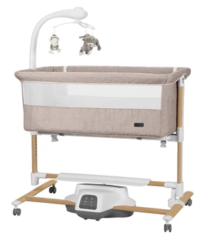 Детская приставная кроватка с автоукачиванием CARRELLO Bloom CRL-10304 Cream Beige Wooden с рождения