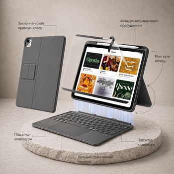 Чехол-клавиатура ESR Flex для iPad Air 11" (M4/M2/M1): магнитная съемная конструкция, большой трекпад, Bluetooth, темно-серый
