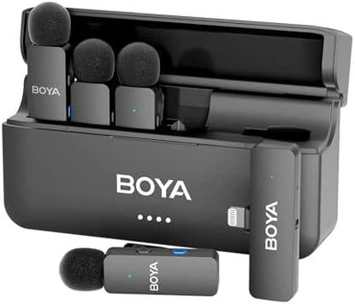 Беспроводной петличный микрофон BOYA BY-V4D для iPhone и смартфонов, 4 микрофона