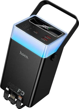 УМБ Павербанк для ноутбука HOCO DB103A 60000 mAh 65W 2USB/1Type-C Зовнішній акумулятор Power Bank із вбудованими кабелями та кемпінговим ліхтариком Black