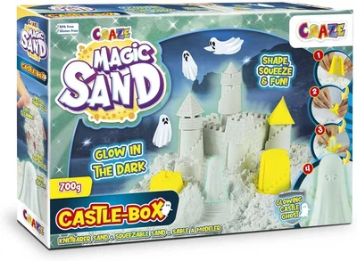 Кинетический песок CRAZE Magic Sand «Замок в коробке», 700 г, светится в темноте, набор для лепки