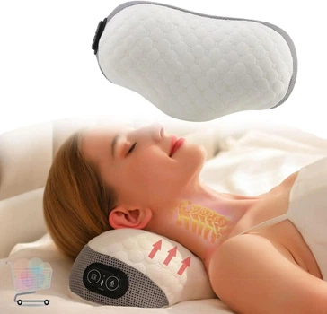Подушка массажная с подогревом pillow AND-5561, вибрационный массаж для расслабления шеи, зарядка от USB, белая
