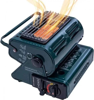 Газовий обігрівач-плита Gas stove 2in1 heater, 1500 Вт, з керамічним нагрівачем, портативна газова плита під газові балони для туризму, риболовлі, пікніка, чорна
