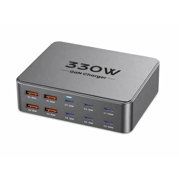 Зарядное устройство 330W GaN, 10 портов (6×USB-C + 4×USB-A), AS330W