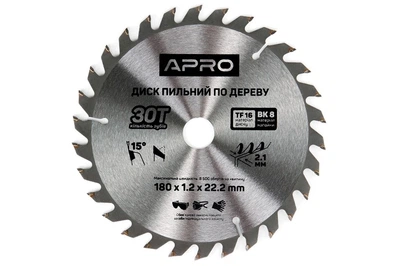Диск пильний по дереву Apro 180 x 22.220мм x 30T