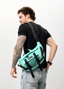 Большая мужская тканевая поясная сумка бананка SAMBAG Мятная (5489038721)