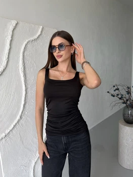Жіноча еластична майка з широкими бретелями Uaclothes 46 Чорний (like37885-183161350)