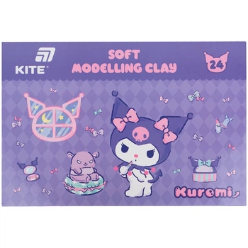 Пластилин KITE, 24 цветов, 480 г., Kuromi, восковой, (HK24-089)