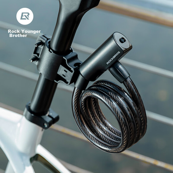 Велосипедний замок ROCKBROS, сталевий тросовий замок, замок на обід, протиугінний замок для гірських велосипедів, шосейних велосипедів, електровелосипедів, портативний велосипедний замок для домашнього використання, чорний