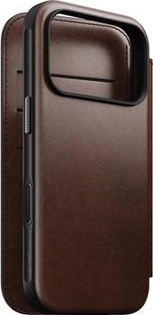 Etui z klapką Nomad Modern Leather Folio Horween Series Magsafe do iPhone 17 Pro Rustic Brązowe (856504014155)