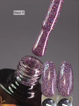 Светоотражающий гель лак Disco 11 SVNails с блестками 8 мл