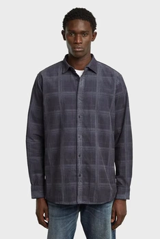 Чоловіча темно-синя картата сорочка Clean Regular Shirt L/S G-Star RAW XL D25196,C436