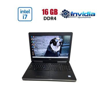 Мобільна робоча станція Dell Precision 7520 / 15.6" (1920x1080) IPS / Intel Core i7-7820HQ (4 (8) ядра по 2.9 - 3.9 GHz) / 16 GB DDR4 / 256 GB SSD / nVidia Quadro M1200, 4 GB GDDR5, 128-bit / NoWebCam б/в