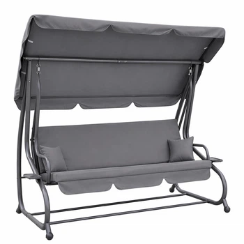 Садовая качель 4P Garden Comfort четырёхместная, 230 см, раскладная, с подушками и подстаканниками, Темно-серая