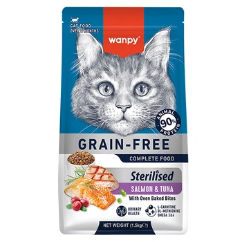 Сухой беззерновой корм Wanpy Sterilized Cat Grain Free Salmon & Tuna Ванпи лосось с тунцоп для стерилизованных сухой беззерновой корм для кошек , 1.5 кг