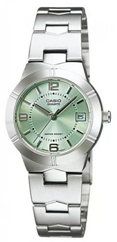 Женские часы Casio LTP-1241D-3A зеленые 30 м
