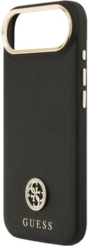 Etui Guess Grained Strass Logo MagSafe do iPhone Air Czarne (3666339529758)