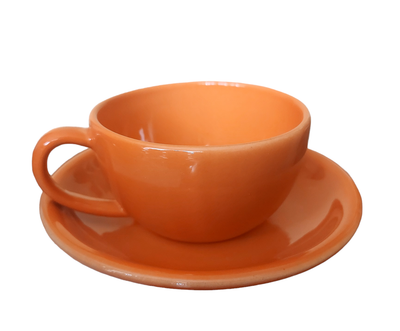 Чашка з блюдцем IDEAL Ceramic 250 мл, помаранчевий