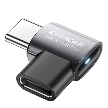 Адаптер ESSAGER Type C Female to Male 7 Shaped USB 4.0 40Gbps 240W (EOTG7-YH0G-P)
